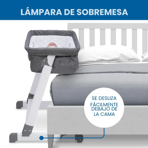 Miniatura 4 de Simmons Kids By The Bed City Sleeper Moisés - Cuna portátil de altura ajustable con ruedas y malla transpirable, tweed gris