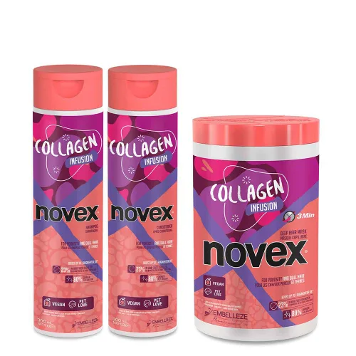 NOVEX Champú 10.1oz + Acondicionador 10.1oz + Máscara 35oz Set