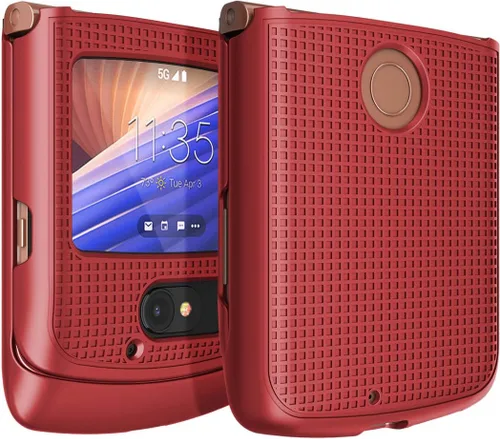 Miniatura 8 de Nakedcellphone Funda para Motorola RAZR 5G Flip Phone, [Negro] Carcasa rígida a presión [textura de cuadrícula] para Motorola Moto RAZR 5G Flip