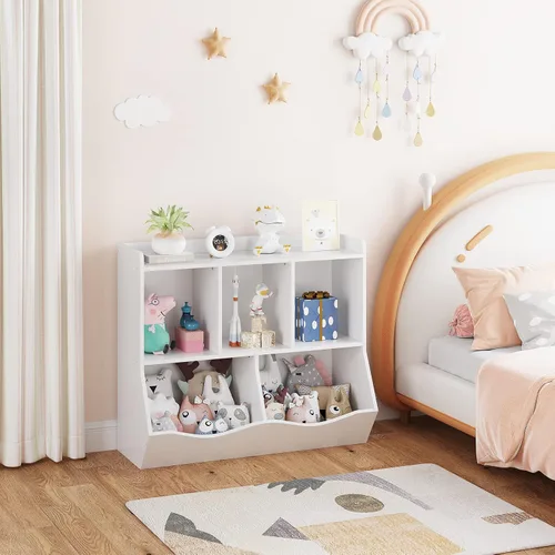 Miniatura 8 de GAOMON Estantería de juguetes y estantería para niños y niñas, estante múltiple con organizador de cubos para almacenamiento de libros y juguetes