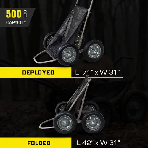Miniatura 3 de Hawk Crawler Carro plegable multiusos, carrito de caza de ciervos y pesca con capacidad de 500 lb para transportar caza, carnada, equipo de caza