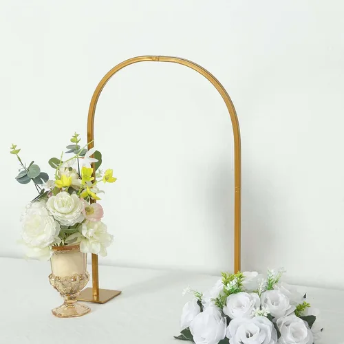 Miniatura 10 de Efavormart - Soporte redondo para tartas de arco de boda, exhibición de centros de mesa florales de metal, 33 pulgadas Redondo - Oro