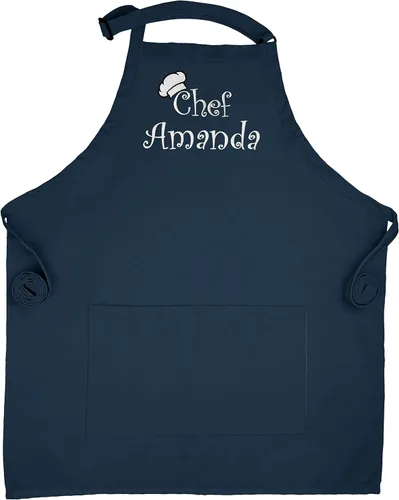 Miniatura 4 de Custom Apron Embroidered Kitchen Apron Women Chef Apron For Men Personalized Apron With Pockets Negro