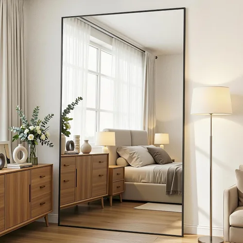 Miniatura 58 de Antok Espejo de Cuerpo Entero, Espejo de Piso de 58"x18" con Soporte, Espejos Montados Colgantes para Dormitorio, Sala de Estar, Vestidor, Comedor