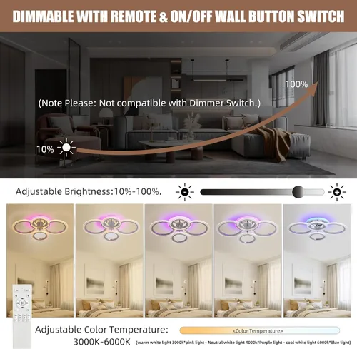 Miniatura 4 de Lámpara de techo moderna de montaje empotrado, regulable, 4 anillos, lámpara de cocina para sala de estar, dormitorio, lavandería, 3000-6000 K
