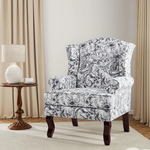 Miniatura 30 de Silla decorativa, sillón tapizado con respaldo alto con esponja de alta resistencia y patas de madera, sillas individuales modernas y cómodas de Un