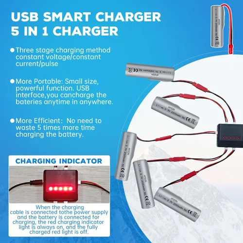 Miniatura 4 de 5PCS 3.7V 2000mAh 15C JST-2P Plug Lipo batería con cargador 5 en 1 para HJ819 DE819 RC barco Huina 1337 1338 1516 1517 1552 1554 1558 RC vehículo
