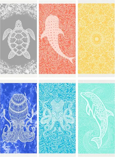 Miniatura 12 de Widdonen Toalla de playa turca fina, ligera, de secado rápido, absorbente, de algodón, para baño, piscina, toallas de natación, extra grandes, sin