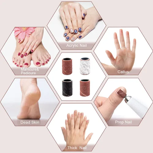 Miniatura 7 de Juego de bandas de lijado para taladro de uñas, portátil, juego de 3 colores gruesos de grano fino Efile Sand Set 80#120#180#240#, 2 piezas