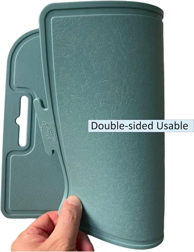 Miniatura 6 de Tabla de Cortar de Silicona Gruesa de Doble Cara Fabricada en Corea 14.3" x 9.7" Diseño Plegable Ranura Antigoteo Mango con Agarre Apta para Menta