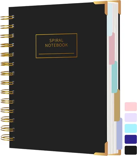 Miniatura 10 de Cuaderno de espiral de tapa dura con pestañas de 8 x 10 pulgadas, diarios grandes con líneas en espiral para mujeres con divisores, 240 páginas, D
