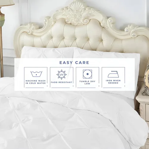 Miniatura 7 de Kotton Culture 1 Pc Twin/Twin XL Size Pinch Pleated - Pintuck Duvet Cover Only - 100% Egyptian Cotton Sateen -1000 TC Luxury Comforter Cover-Zipper