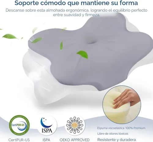 Miniatura 8 de Almohada cervical para el cuello, almohadas ergonómicas de espuma viscoelástica para aliviar el dolor de cuello con funda de almohada transpirable