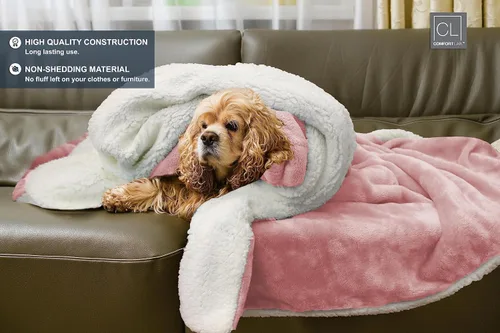 Miniatura 4 de Comfort Lab Manta reversible de franela Sherpa – Elegante manta de cama esponjosa para dormitorio y decoración del hogar – Anti bolitas no se Blush