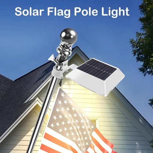 Miniatura 2 de Luz Solar para Mástil de Bandera, Luz de Mástil de Bandera Blanca Cálida de 3000k Mejorada Alimentada por Energía Solar para Mástil de Bandera de 5