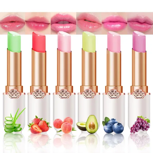 Miniatura 12 de BINGBRUSH Lápiz labial que cambia de color melocotón, hidratante de larga duración para el cuidado de los labios, bálsamo labial mágico, brillo
