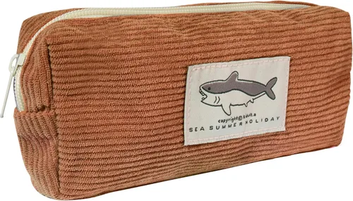 Miniatura 8 de Estuche pequeño para lápices con gran capacidad, estuche con diseño de tiburón, bolsa con cremallera gris para oficina, organizador de papelería