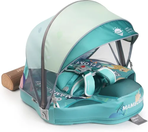 Mambobaby - Flotador de piscina para bebé con toldo y azulejos, flotador de natación no inflable para bebé, anillo de entrenamiento de natación para