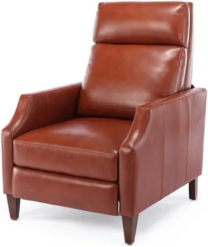 Miniatura 6 de Balantyne - Sillón reclinable de piel sintética color caramelo con patas de madera