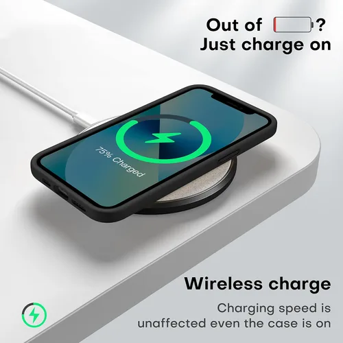 Miniatura 8 de CellEver Funda de silicona resistente para iPhone 13, protección militar contra caídas, protección elevada de pantalla y cámara, interior sin Negro