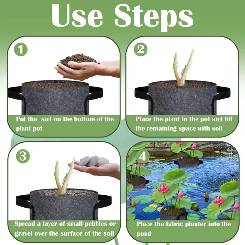 Miniatura 2 de DECOHS Paquete de 12 macetas acuáticas para estanque, macetas de tela reutilizables para plantas acuáticas, cestas de plantas de estanque 1 galón.