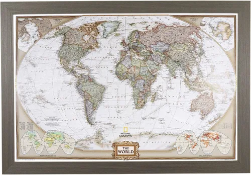 Miniatura 10 de Mapamundi con alfileres, personalizado, ejecutivo, con marco de 24 x 36" y alfileres, Negro (Rustic Black), 24 x 36 pulgadas Marco negro rústico
