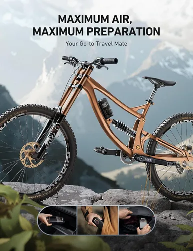 Miniatura 3 de AstroAI Inflador de neumáticos L7, compresor de aire portátil inalámbrico, paquete de 2 bombas de bicicleta con pantalla digital de valores duales