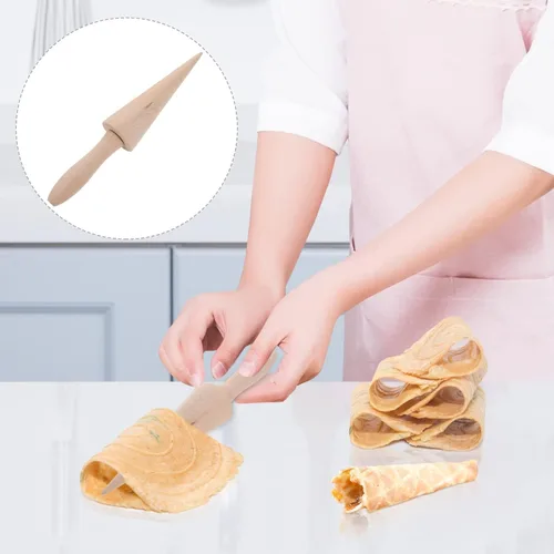 Miniatura 5 de Molde de rodillo de pizzela, cono de madera gofres helado cono pizza pastelería herramienta de moldeo