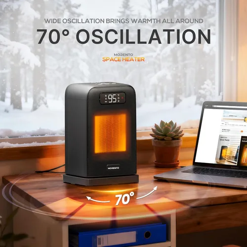 Miniatura 2 de MORENTO Calentador de espacio, calentadores de espacio portátiles para uso en interiores, control automático de temperatura, calentador eléctrico