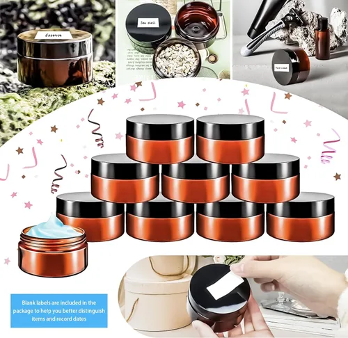 Miniatura 7 de Paquete de 10 tarros de plástico de 4 onzas con tapas, recipientes redondos de 4.2 fl oz para cosméticos, tarros de maquillaje, tarro