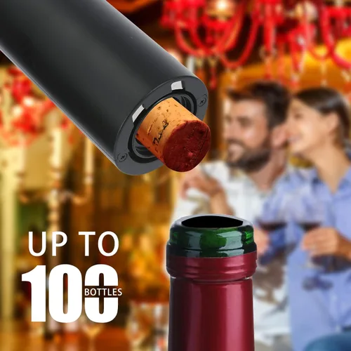 Miniatura 5 de VIDYSUFYR Juego de abridor eléctrico de botellas de vino con base de carga, negro, abridor automático de botellas de vino con luz LED, kit