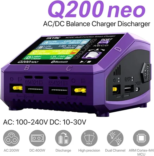 Miniatura 2 de Q200neo - Cargador de batería inteligente AC/DC, cargador de equilibrio Lipo de 200 W CA/400 W CC para LiPo LiHV Li-ion Life de 1-6S, NiMH NiCd Pb