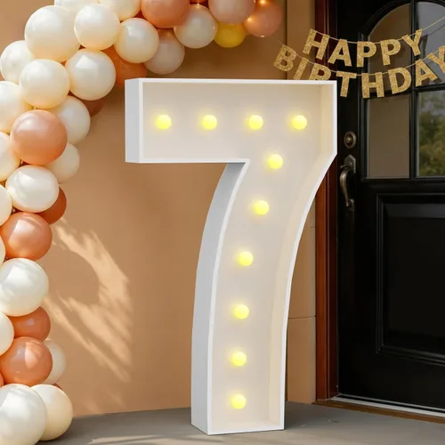 Miniatura 25 de IMPRSV Letras de mosaico iluminadas de marquesina, 4 pies para globos y fiestas, decoración de kit de arco