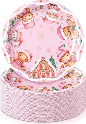 Miniatura 13 de Shellwei 100 platos de papel de Navidad de 7 pulgadas, platos de fiesta de Navidad a granel desechables para suministros de fiesta de Navidad