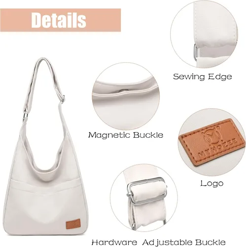 Miniatura 5 de MYHOZEE Bolso de lona grande tipo hobo para mujer, bolso estético para el hombro, bolso cruzado de escuela simple