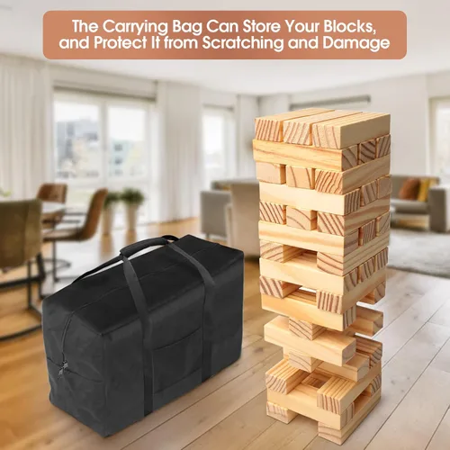 Miniatura 6 de Bolsa de almacenamiento para bloques gigantes de juegos de torre de caída, funda de transporte para bolsa de repuesto de madera casera grande