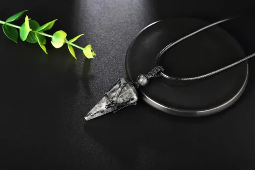 Miniatura 5 de XIANNVXI - Collar con piedra puntiaguda de cristal curativo, cuerda negra ajustable, collar con dije de piedra preciosa natural, joyería