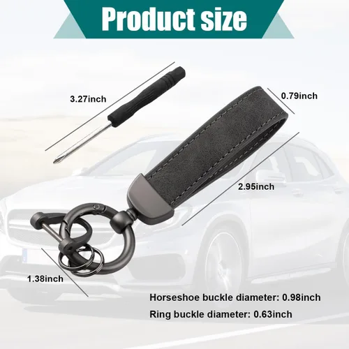 Miniatura 2 de Kewucn Llavero de Cuero Genuino para Automóvil, Portallaves Universal de Metal Resistente para Automóvil con Anillo en D Antipérdida para Hombres