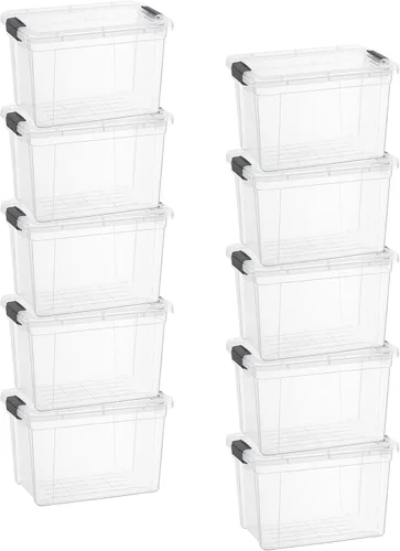 Miniatura 26 de Superio Cajas de almacenamiento transparentes con tapas, contenedores de plástico de 2.3 cuartos de galón para organizar, cajas apilables, sin BPA
