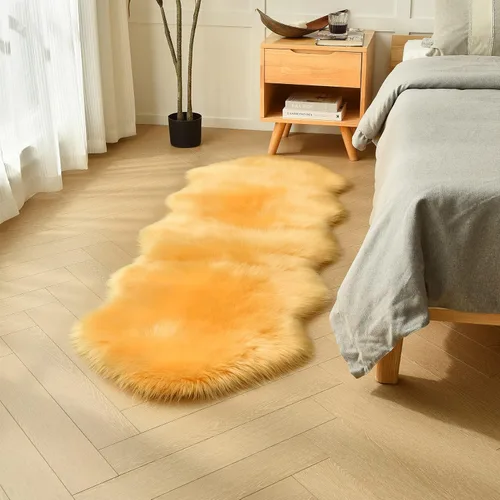 Miniatura 30 de duduta - Alfombra de pelo de oveja sintética verde esmeralda de 2 x 3 pies, alfombra esponjosa lavable para cabecera de cama pequeña, dormitorio