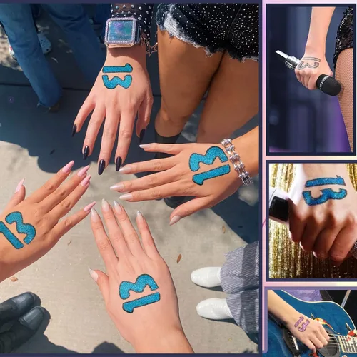 Miniatura 5 de 20 piezas que brillan en la oscuridad 13 tatuajes temporales pegatinas 13 mano tatuaje concierto rave accesorios