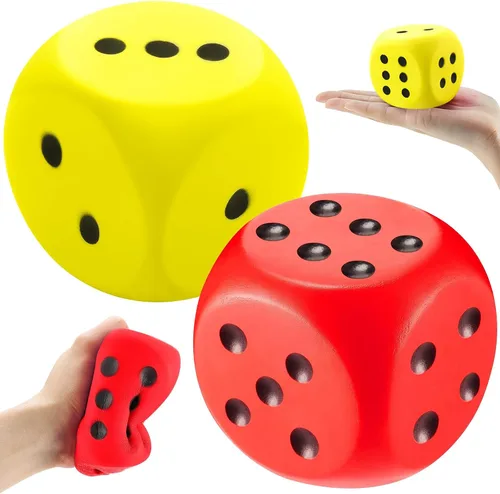 Miniatura 10 de Zomiboo 2 dados grandes de espuma de 2.3 pulgadas para el aula, gigantes de 6 caras, decoración de fiesta de casino, juguete para aliviar la azul