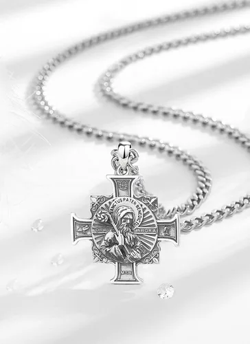 Miniatura 21 de CELESTIA Medallas de plata de ley 925 San Miguel/San Cristóbal/San Benito/San Gabriel/Virgen María/Jesús/Caravaca/Metatrón/Sello de los Siete