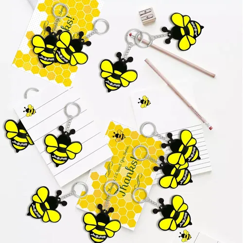 Miniatura 2 de Paquete de 24 bonitos llaveros para fiestas de abejas de miel, abejorro, mamá a abeja, Oh Babee, Baby to Bee baby shower, abeja adulta, abeja reina