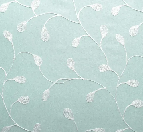 Miniatura 8 de Miuco - Cortinas con ojales de lino sintético, semitransparentes, bordadas con flores, para sala de estar Verde sutil