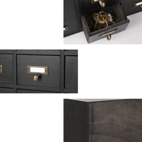 Miniatura 7 de Gabinete de boticario con 16 cajones, con mesa superior, cofres y gabinetes de boticario, gabinete para catálogo de tarjetas de biblioteca, caja