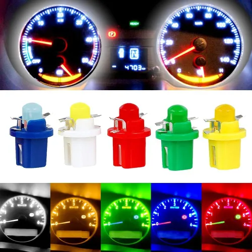 Miniatura 4 de Bombillas para velocímetro de cúmulo de calibre superbrillantes 17 18 27 37 58 86 2721 Bombilla T5 B8.5d COB 1SMD LED para tablero de instrumentos