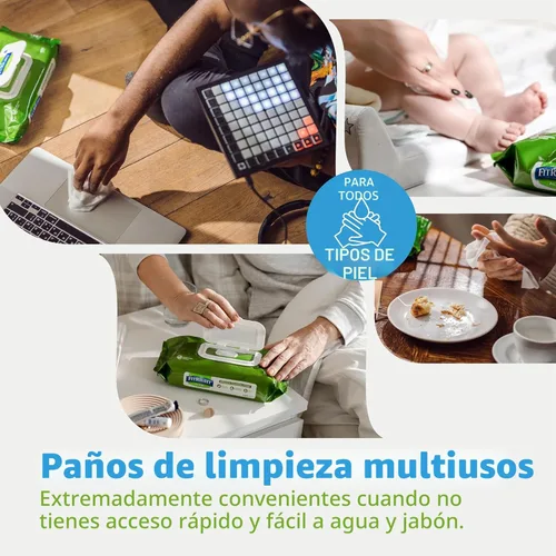 Miniatura 8 de Toallitas húmedas de limpieza personal FitRight Aloe Quilted Heavyweight, sin perfume, 576 unidades, 8 x 12 pulgadas, toallitas grandes para adultos