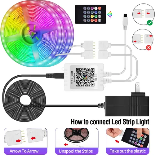 Miniatura 3 de Tira de luces LED de 100 pies para dormitorio, sincronización de música, tira de luces LED RGB con micrófono integrado, control de aplicación