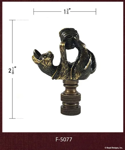Miniatura 4 de Royal Designs, Inc. Playful Cat Finial para pantalla de lámpara, F-5077AB-1, latón antiguo